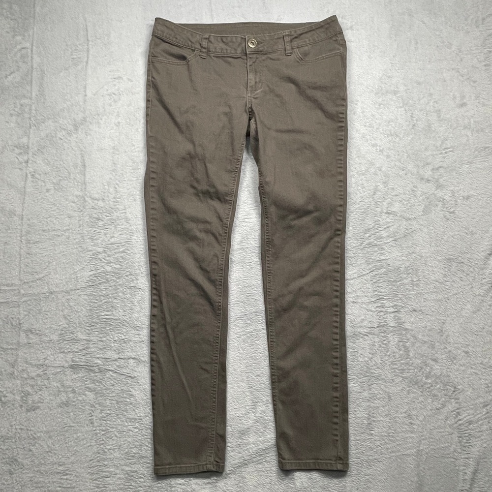 City Streets Pants Women 11 Olive Taupe Skinny Mid Rise Grommet Back Pockets